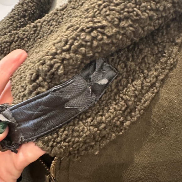 MOTHER The Four Corners Faux Suede Jacket Olive Green - Picture 6 of 9